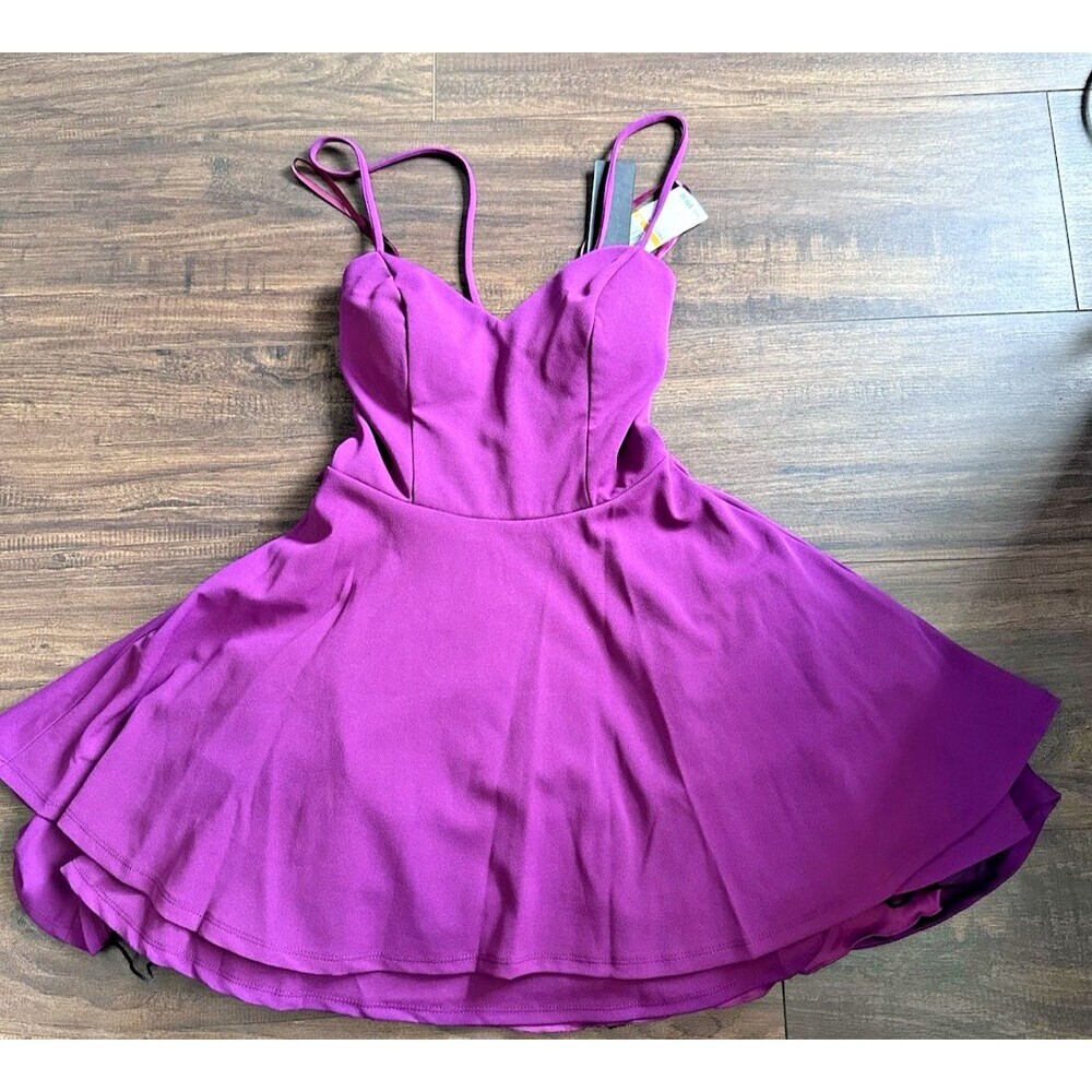 City Studios Women Juniors' Sweetheart-Neckline Fit & Flare Dress Purple 3/4 - Picture 4 of 9